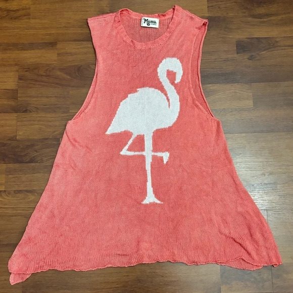 Show Me Your MuMu Owen Tank Papaya Flamingo Knit Oversized Boho Size XS - Picture 2 of 12